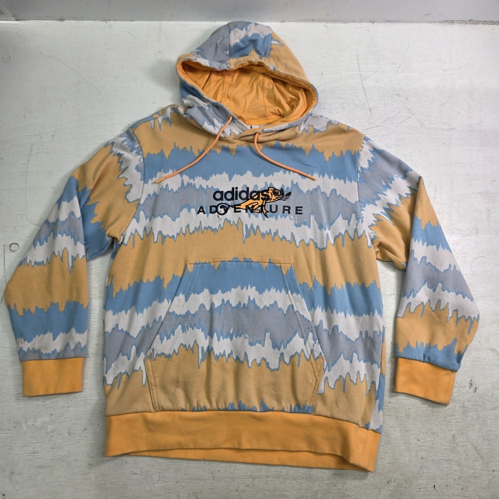 Adidas Originals Adventure Chameleon Lizard Hoodie All Over Print Mens Sz M VG